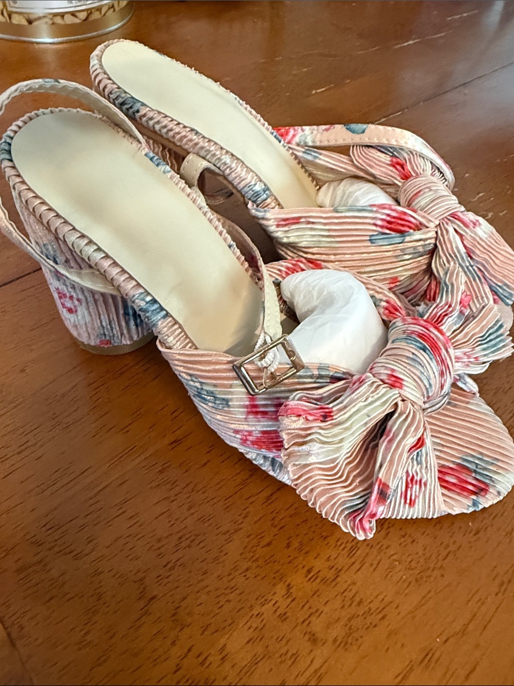 NWB Floral Pink Knot-Front Slingback Heels - Loeffler Randall Dupes